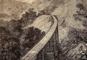 Imagen en blanco y negro de un puente en el bosque
Descripción generada automáticamente con confianza media